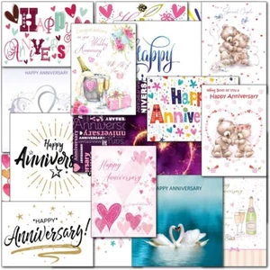 Doodlecards Pack 20 Wedding Anniversary Cards - Hearts, Champagne, Rings - Picture 1 of 6