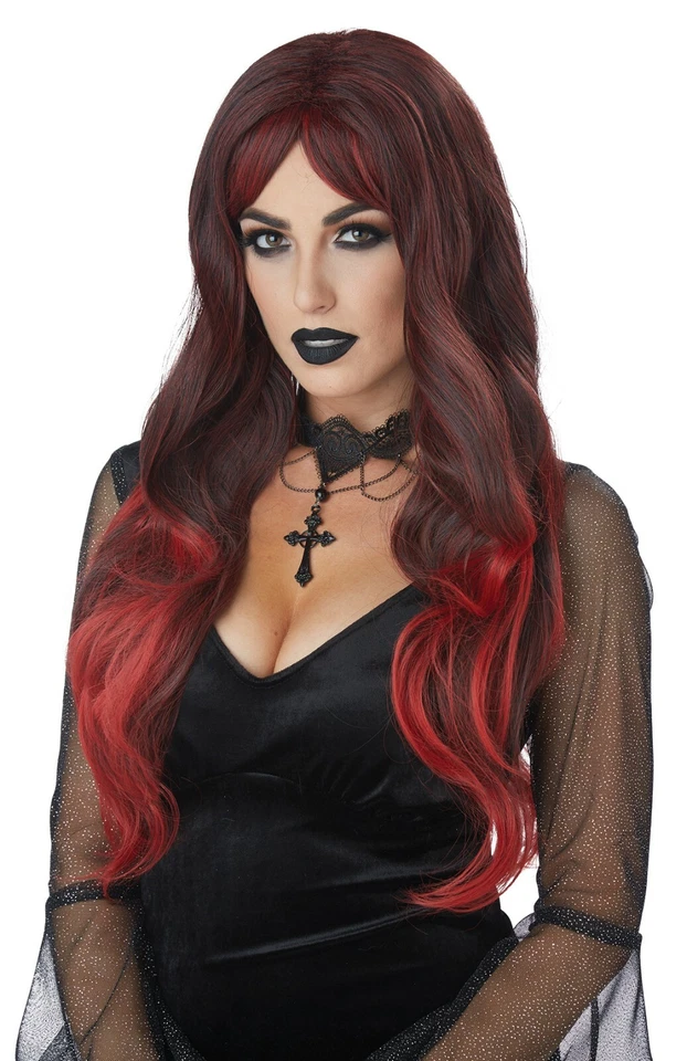 Peluca Disfraz Gótico Punk Rock Color Sangrado Foto 1 de 1