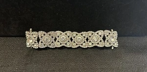 Vintage Lots Of Bling Stretch Watch Band Silver Tone W/ Clear Rhinestones - Picture 1 of 10