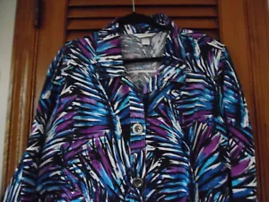 Christopher & Banks Summer Big Button Tropical Jacket With 2 Pockets Size XL - Picture 1 of 3
