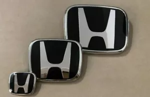 3pcs Black Front+Rearl+Steering Wheel Emble-m Badge For civic 4DR 2016-2021 Logo - Picture 1 of 4