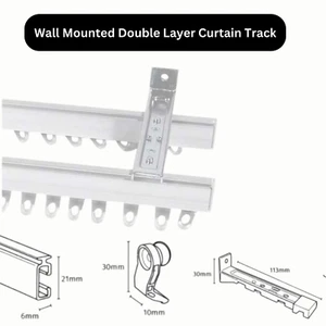 Double Curtain Track Rail Window Slide Bendable Face(Wall)Fix Fineline Track Set - Picture 1 of 14