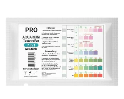 50x 7in1 Aquarium Teststreifen Schnelltest GH-Wert Teich Fische Wasserwerte pH B - Bild 1 von 2