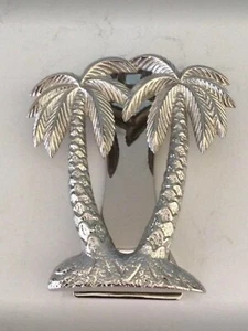 Double Palm Tree Brass Door Knocker SILVER Heavy Tropical Coastal - Picture 1 of 1
