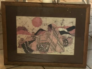 NATVE AMERICAN WOMAN BATIK PRINT BY GOLDFARB  FRAMED & MATTED  LARGER THAN MANY - Picture 1 of 4