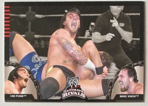 CM PUNK & MIKE KNOX, 2008 TOPPS WWE "ULTIMATE RIVALS" CARD, RARE !