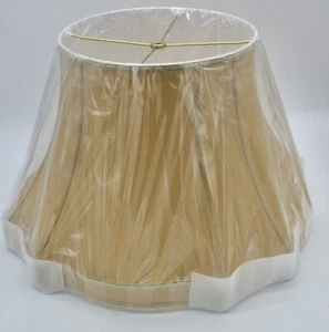 NEW JOHN RICHARD COLLECTION CONTOURED GOLD SILK LAMP SHADE Round 12"X13.5"X19.5" - Picture 1 of 6