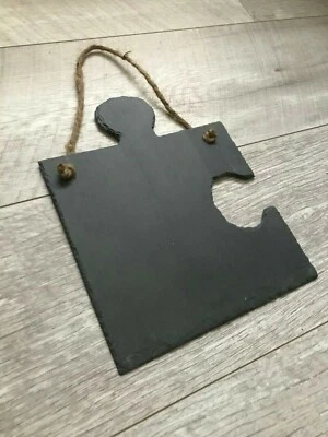 handmade slate jigsaw puzzle piece chalkboard playroom nursery memo blackboard - Image 1 of 4