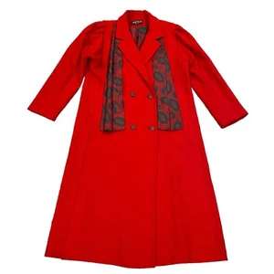 Vintage Jofeld Wool Blend Trench Coat Women’s L* Red DoubleBreasted Button *Read - Picture 1 of 14
