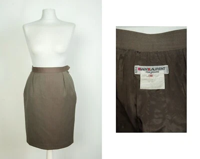 Falda plisada de lana gris vintage Yves Saint Laurent YSL talla 38 Foto 1 de 4