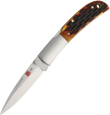 Al Mar Falcon Lockback Honey Jigged Bone Brown Folding AUS-8 Pocket Knife 7004 - Image 1 of 4