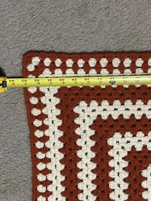 Manta/tiro de ganchillo hecho a mano. 60X45 Hexágono Óxido Marrón y Tostado Colores Vintage Foto 1 de 4