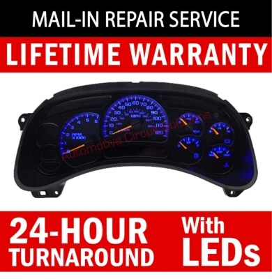 03-07 GM Chevy Sierra Silverado Speedo Gauge Cluster FULL REPAIR SERVICE + LEDs - Image 1 of 4