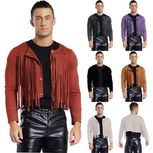 Mens Jacket Faux Vest Motorcycle Waistcoat Cosplay Cowboy Costume Adult Rivets - Picture 1 of 76