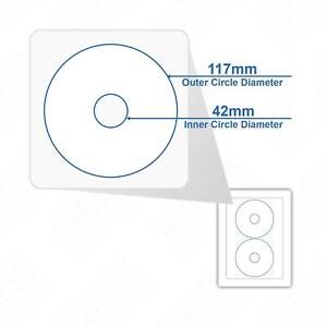 A4 Matte White Sticky CD/DVD Disc Labels 2 Per Page 100 Sheets Not Full Face