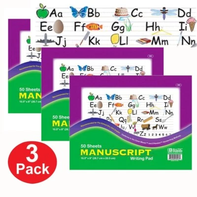 3 Practice Numbers Manuscript Printing Alphabet Hand Writing Workbook Pad 4-Kids - Image 1 of 4