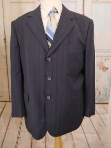 Vittorio St Angelo Pinstripe Navy Blue Size 44R Mens Suit Jacket Business Casual