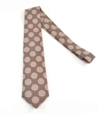 Corbata de cuello de seda ISAIA NUEVA SIN ETIQUETAS en marrón con lunares blancos y tostados grandes 7 pliegues  Foto 1 de 4