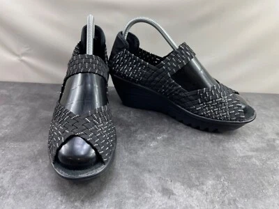 Sandalias de cuña Bernie Mev Halle para mujer negras 9,5 M plataforma elástica Foto 1 de 4