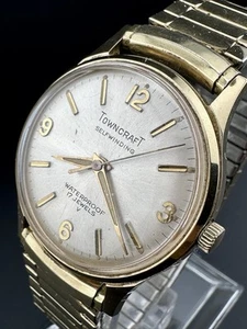 Funktionierende VINTAGE TOWNCRAFT AUTOMATIK SELBSTAUFZUG HERREN UHR 17J VERGOLDET J6 - Bild 1 von 11