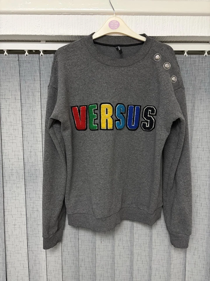 Versus Versace Women’s Sweatshirt Jumper Grey Lion Head Studs Large L - Image 1 of 4