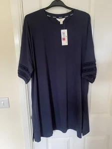 BNWT M&S LADIES SIZE 20/22 (XL) NIGHTDRESS lace blue cotton - Picture 1 of 6