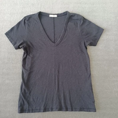 Rag & Bone V-Neck T-Shirt Womens S Black Organic Cotton Quiet Luxury Minimalist - Image 1 of 4