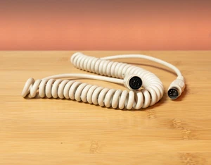 Vintage 6 stóp zwinięty kabel przedłużający klawiaturę AT 5 pin DIN żeński na męski beżowy - Zdjęcie 1 z 2