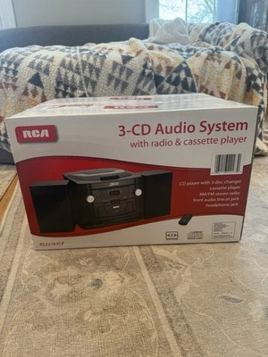 RCA 3-CD Audio System Stereo w/ AM FM Radio Remote & Speakers Cassette Player - Image 1 of 4