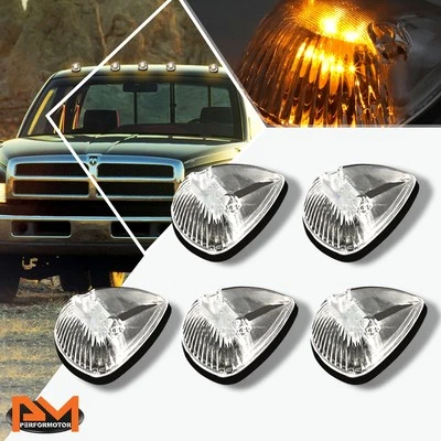 Luz de circulación de techo de cabina LED amarilla carcasa cromada 5 piezas para camioneta Dodge Ram 94-98 Foto 1 de 4