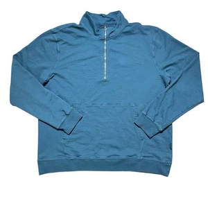 American Giant 1/4 Zip Pullover Men XL Blue French Terry Pocket Long Sleeve USA - Picture 1 of 11