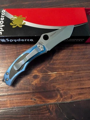 RARO Cuchillo Spyderco C201TIBLP Vrango Azul Titanio Fibra de Carbono CPM S30V #106 Foto 1 de 3