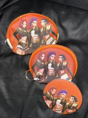 Kpop 恶魔猎人硬币钱包和小巧镜面套装橙色成人和女孩适用 — 第 1/4 张图片