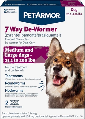 7 Way De-Wormer for Dogs, Oral Treatment for Tapeworm, Roundworm & Hookworm in L - Image 1 of 4