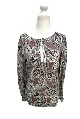 Theory Silk Blouse Top Paisley Print V-neck Long Sleeve Jessie Lightweight Sz P - Image 1 of 4