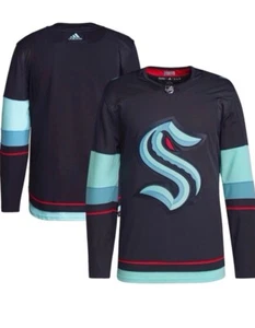 Camiseta Adidas Auténtica Seattle Kraken NHL Negra Azul Espalda Talla 46 Nueva Con Etiquetas S - Imagen 1 de 5