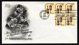 USA, SCOTT # 1813, ARTCRAFT FDC COVER OF 1980 AMERICANA SERIES MUSIC SYMPHONY - Picture 1 of 1