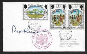 FALKLAND ISLAND TO UK SIGNED GOVERNOR REX HUNT GOVERNMENT HOUSE COVER 1983 - Picture 1 of 2