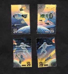 #2631-34 Space Adventures Stamps, Used Se-tenent Set of 4, 29 cent, Off Paper - Picture 1 of 1