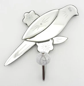 Mirrored Beveled Glass Bird Shaped Wall Coat Hat Hook - Picture 1 of 8