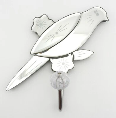 Gancho para sombrero de pared con forma de pájaro de vidrio biselado espejado Foto 1 de 4