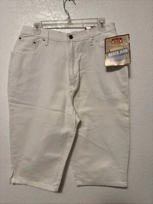 Pantalones Cortos Vaqueros Blancos Route 66 Tiro Alto "Beach Jeans" Capri 13/14 Nuevo de Lote Antiguo Nuevo de Lote Antiguo Cott Foto 1 de 4