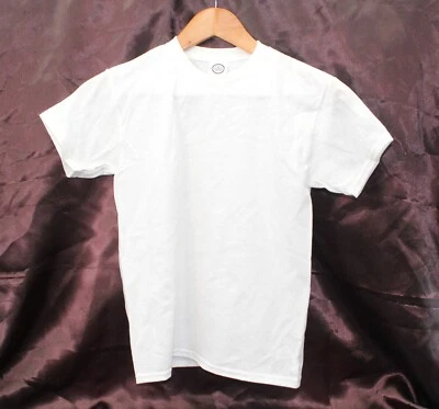 Delta Pro Weight 100% Cotton Plain Crew Neck Youth T Shirt White S Small