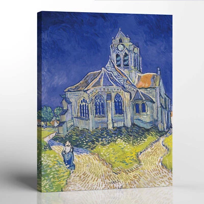 Art Prints Wall Décor, Church in Auvers Canvas Print, Vincent Van Gogh Wall Art - Image 1 of 4