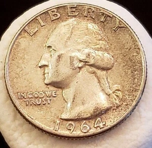 1964D Washington Quarter, Circulated, Ungraded, Very Fine Condition 90% Silver - Picture 1 of 3