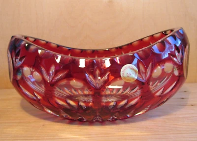 Nachtmann Servierschale Überfang rubinrot 24% Bleikristall Anbieteschale Schild - Bild 1 von 4