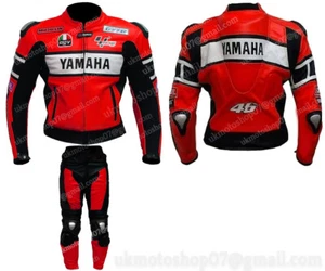 YAMAHA Hombres Traje Motorista de Cuero Chaqueta de Cuero de Moto Pantalones 56 - Imagen 1 de 2