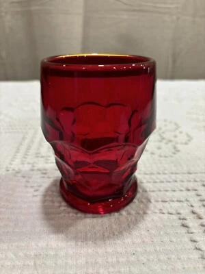 Vintage Anchor Hocking Ruby Red 4” Georgian Juice Glass - Image 1 of 4