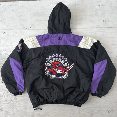 RARE! Vintage NBA Toronto Raptors Starter 1/4 Zip Pullover Jacket Parka Size XL Cover