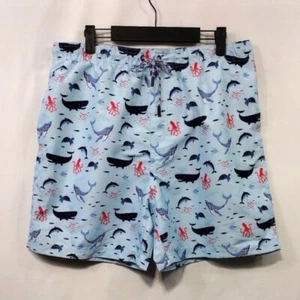 NWT Brohen Threads Whale and Octopus Print Swim Trunk Boys L Blue Vacation - Picture 1 of 9